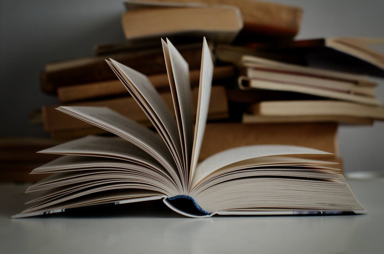 brown book on white table