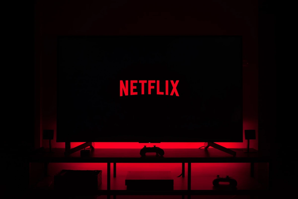 flat screen television displaying Netflix logo